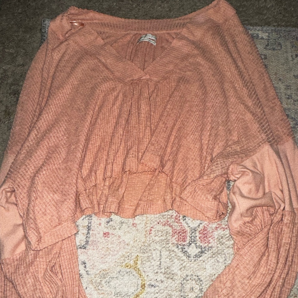 Peach V-Neck Blouse